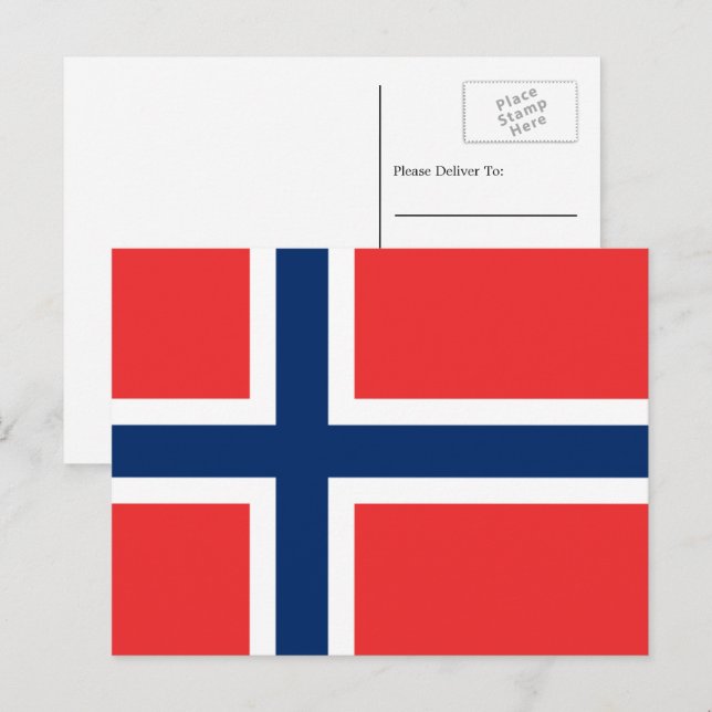 Norska Flagga, Flagga av Norge Vykort (Fram/baksida)