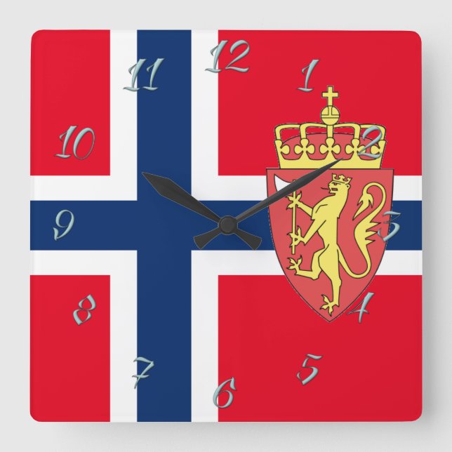 Norska flagga fyrkantig klocka (Framsida)