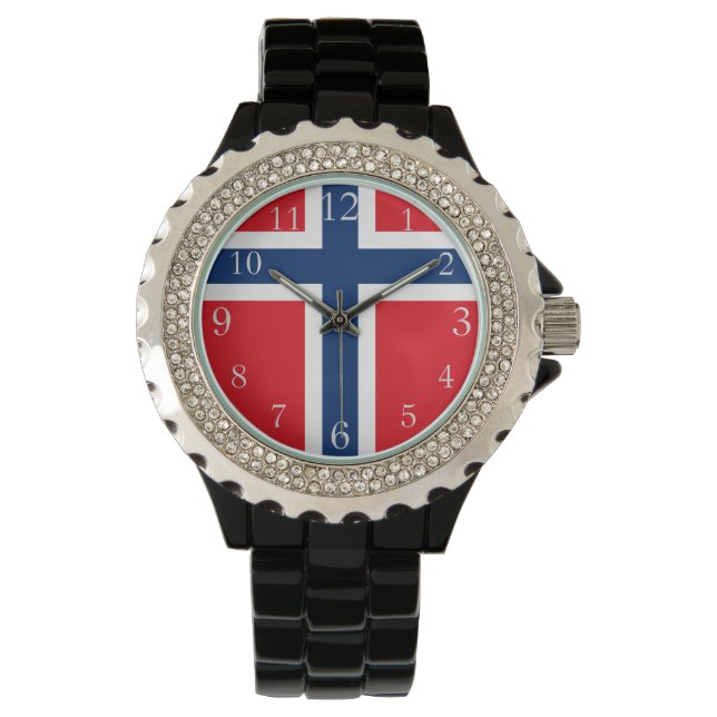 Norska flagga, Norge flagga, nordiska flagga Armbandsur (Framsida)