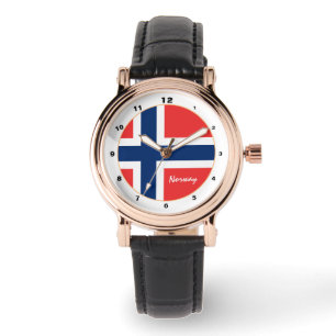Norska Flagga & Norge trendig mode /design Armbandsur