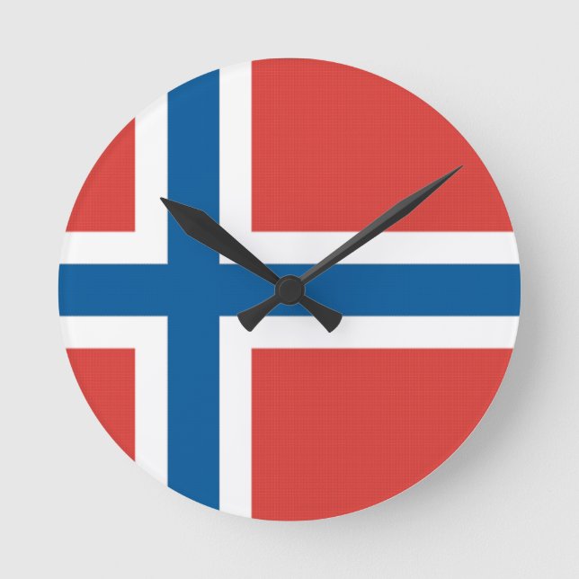 Norska Flagga Rund Klocka (Framsida)