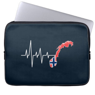 Norska flaggan Norge flagga Norge hjärtslag Laptop Fodral
