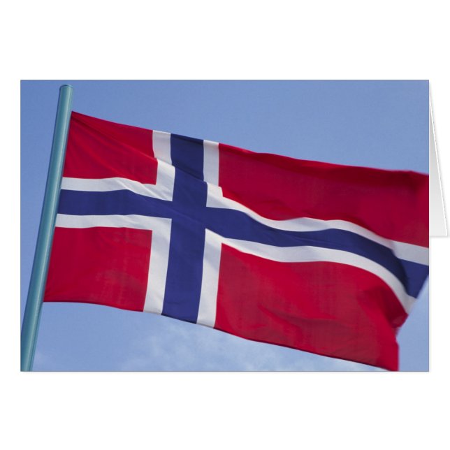 Norska flaggan RF) Hälsningskort (Framsidan Horizontal)