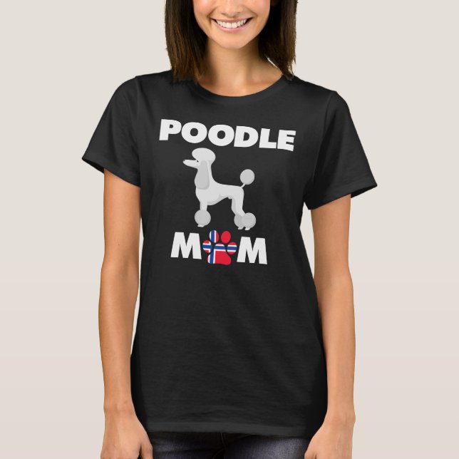Norska Hund Pudel Mamma T Shirt (Framsida)