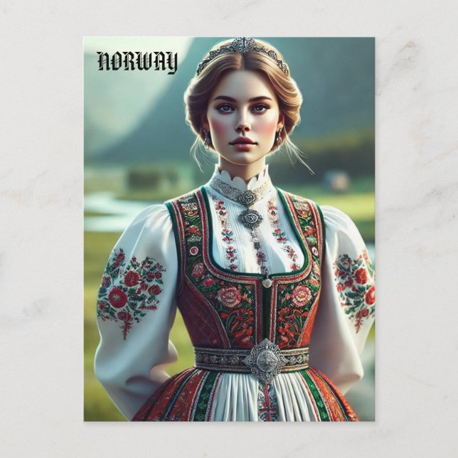 Norska kvinnor i traditionell Bunad attire Vykort (Framsida)