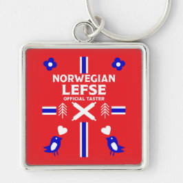 Norska Lefse Flatbröd Apron Fyrkantig Silverfärgad Nyckelring