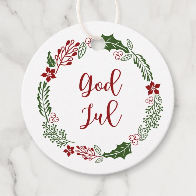 Norska och svenska God jul, Anpassningsbar Gåvor Etiketter (Framsida)