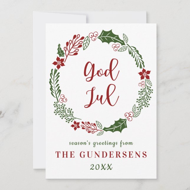Norska och svenska God jul, Anpassningsbar Julkort (Framsida)