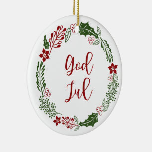 Norska och svenska God Jul God Jul Julgransprydnad Keramik