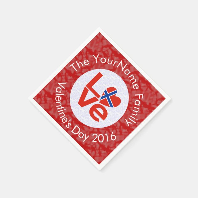 Norska Röda KÄRLEK Flagga-Personligen Pappersservett (Hörn)