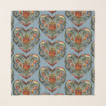 Norska Rosemaling Folk Art Heart scarf Sjal<br><div class="desc">Denna sjal har en norsk Rosemaling stil Folk Art Heart-design på blå bakgrund.</div>