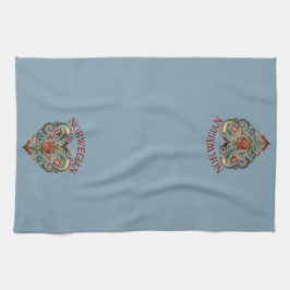 Norska Rosemaling Folk Heart Kökshandduk
