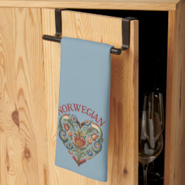 Norska Rosemaling Folk Heart Kökshandduk