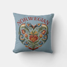 Norska Rosemaling Folk Heart Kudde
