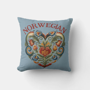 Norska Rosemaling Folk Heart Kudde