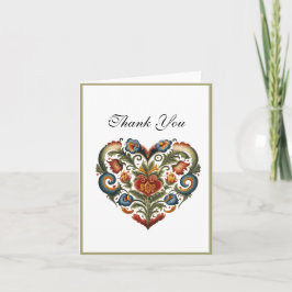 Norska Rosemaling Folk Heart | Tack Kort