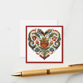 Norska Rosemaling Folk Heart Tilläggskort