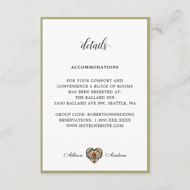 Norska Rosemaling Heart | Specialbilaga Tilläggskort (Framsida)