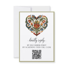 Norska Rosemaling Heart | Svarskort