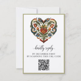 Norska Rosemaling Heart | Svarskort OSA Kort