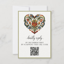 Norska Rosemaling Heart | Svarskort OSA Kort