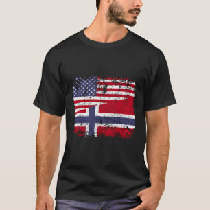 Norska rötter, halvamerikanska Flagga, Förenta sta T Shirt