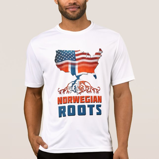Norska rötter USA flagga kulturarv T-shirt (Framsida)