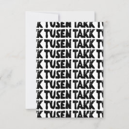 Norska "Tack" Svart och vitt Linoleumsnitt Tack Kort