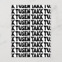 Norska "Tack" Svart och vitt linosnitt Vykort