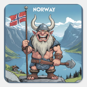 Norska Troll Fyrkantigt Klistermärke