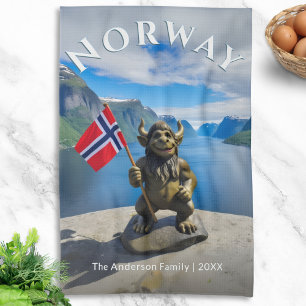 Norska Troll Norge Fjord Landskap Personlig Kökshandduk