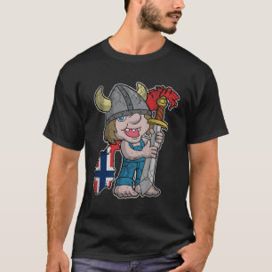 Norska Troll Norge Flagga Norge Distress T Shirt