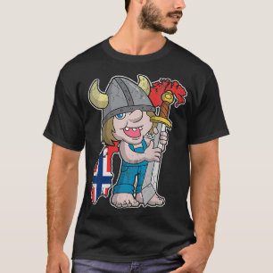 Norska Troll Norge Flagga Norge Vintage Distress T Shirt