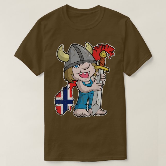 Norska Troll Norge Karta Flagga T Shirt (Design framsida)