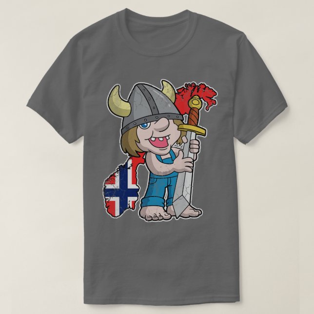 Norska Troll Norge Karta Flagga T Shirt (Design framsida)