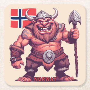 Norska Troll Underlägg Papper Kvadrat