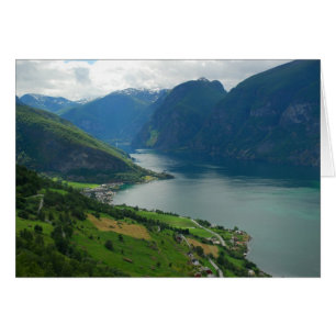 Norskt fjordkort hälsningskort