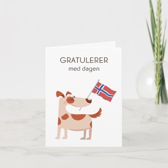 Norskt födelsedagskort - Gratulerer med dagen Kort (Framsida)