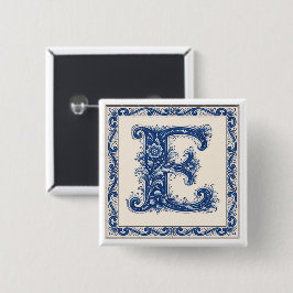Norskt kulturarv Monogram-Blå Knapp