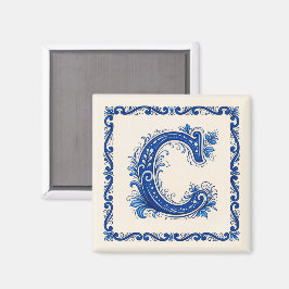 Norskt kulturarv Monogram-Blå Magnet