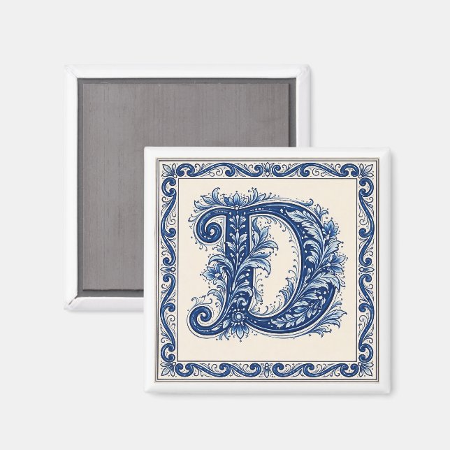 Norskt kulturarv Monogram-Blå Magnet (Front/Back)