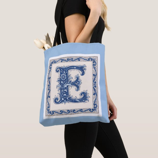 Norskt kulturarv Monogram-Blå Tygkasse (Närbild)