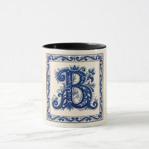 Norskt kulturarv Rosemaling Monogram-Blå Mugg