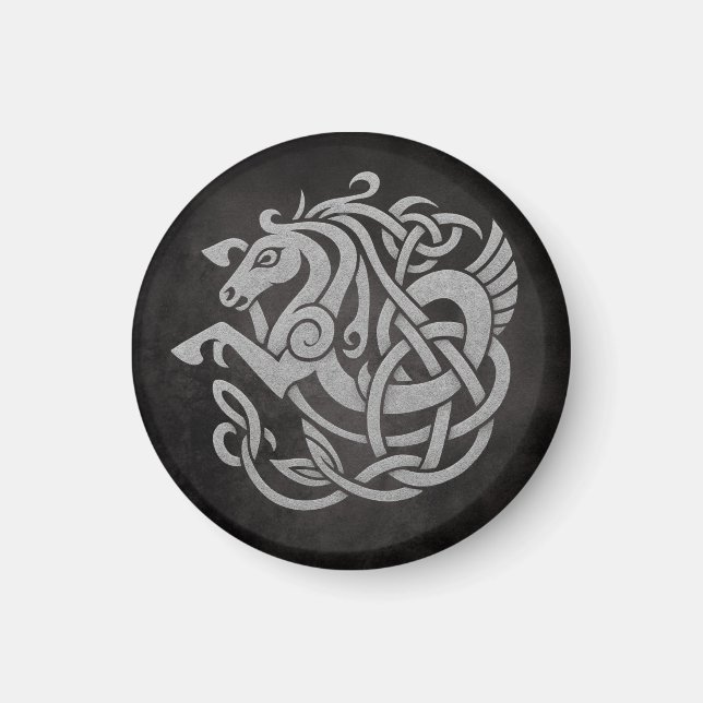 Norskt mytiskt hästknutmönster magnet (Framsidan)