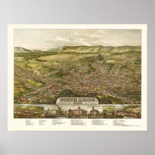 North Adams, MORSA Panoramic Karta - 1881 Poster