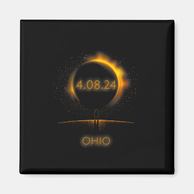 North America Solar Eclipse - 4.08.24 Ohio Souveni Magnet (Framsidan)
