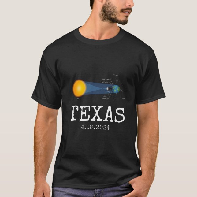 North America Total Solar Eclipse 2024 Texas Usa T Shirt (Framsida)