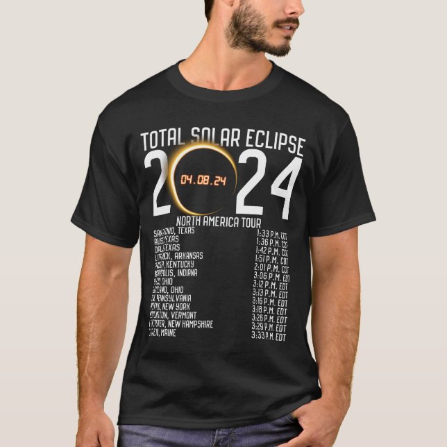 North America Tour 2024 Totality Solar Eclipse T Shirt (Framsida)