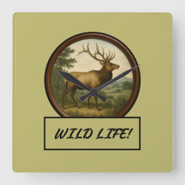 North American Elk Wall Clock Fyrkantig Klocka