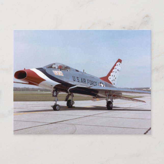 NORTH AMERICAN F-100D Toppen Saber USAF THUNDERBIR Vykort (Framsida)